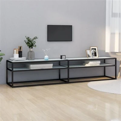 Afbeelding van vidaXL Tv meubel 200x40x40,5 cm gehard glas witmarmerkleurig