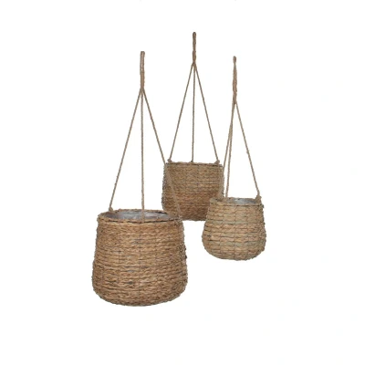 Afbeelding van Mica Decorations hangmanden lichtbruin set van 3 grootste 90x30