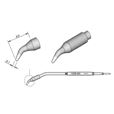 Afbeelding van JBC Tools C250405 soldeerpunt Beitelvorm, gebogen Grootte 0.8 mm Lengte soldeerpunt: 12 Inhoud: 1 stuk(s)