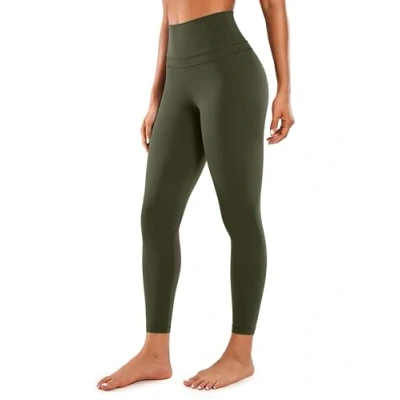 Afbeelding van CRZ YOGA Sportlegging voor dames, yogabroek, hoge taille, lichte stof, met zak 63 cm, olijfgroen, 42, Groene Olijf