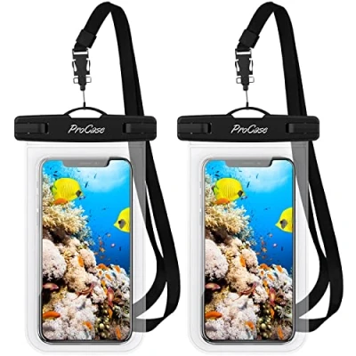 Afbeelding van ProCase 2 stuks waterdichte telefoonhoesjes voor iPhone 14, 13, 12, 11 Pro Max/Galaxy A13, A53, S22, S21 en andere smartphones, transparant