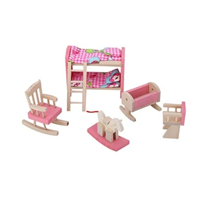Afbeelding van 1:12 Mini Poppenhuis Meubels Sets Miniatuur Houten Pretendent Speelgoed Simulatie Levensscène Keuken Slaapkamer Badkamer Speelset voor 3 5 Jaar Meisjes Jongens (Kinderslaapkamer)