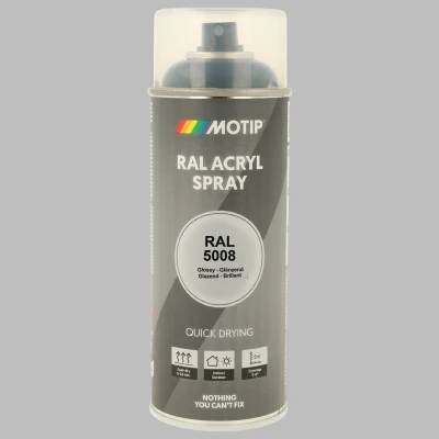 Afbeelding van Motip industrial acryllak hoogglans RAL 5008 blauwgrijs 400 ml