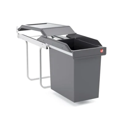 Afbeelding van HAILO AE365024 Single BOX Inbouw Afvalbak 24 Liter Uittrekbaar Donker Grijs