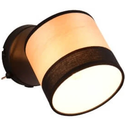 Afbeelding van REALITY BOLZANO Spot Zwart mat excl. 1x E14 10W Kap Houtlook