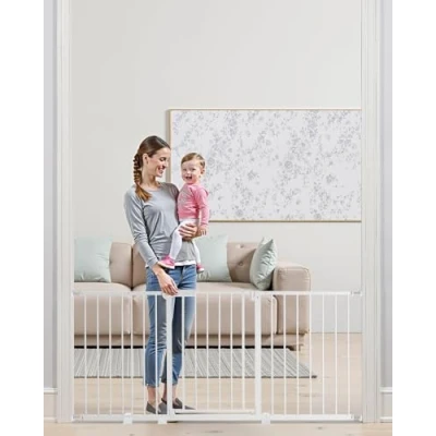 Image de VEVOR Barrière de Sécurité Extensible pour Chiens LxH 154 161x76,2 cm Blanc