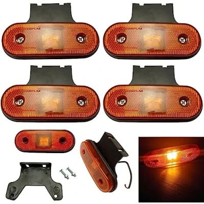 Afbeelding van Formplas 4 stuks led markeringslichten zijmarkeringslichten oranje ambergeel vrachtwagen auto camper caravan 12V 24V