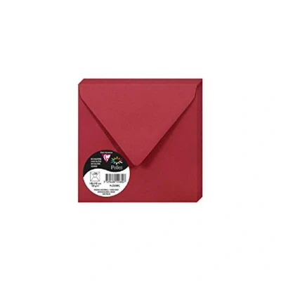 Afbeelding van Clairefontaine 5588C, verpakking met 20 enveloppen, vierkant, 14 x cm, 120 g/m², kleur: rood, uitnodiging voor evenementen en overeenkomst, Pollen serie, glad papier van hoge kwaliteit