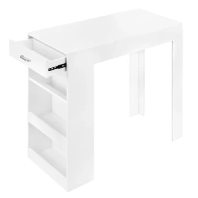 Afbeelding van WOLTU BT47ws Statafel met 1 lade en 3 legplanken wijnrek voor bar, keuken, woonkamer, eetkamer, 100 x 50 cm, wit