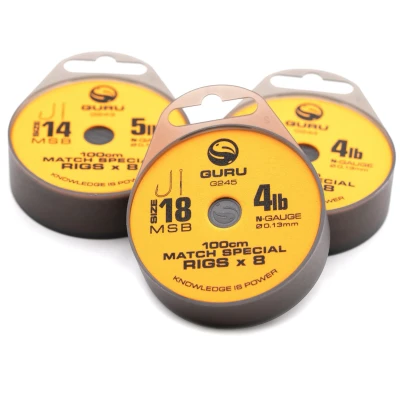 Afbeelding van Guru Match Special Rig 1,00m (13/00) Size 18 Witvis onderlijnen