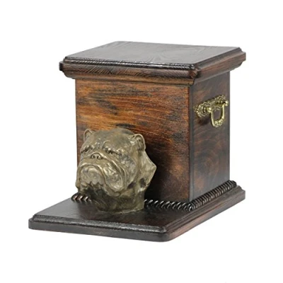 Afbeelding van Elegante urn hond voor Engelse Bulldog met beeldje van