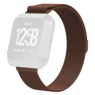 Afbeelding van Fitbit Versa 1 / 2 &amp; Lite milanese bandje Maat: Large Bruin