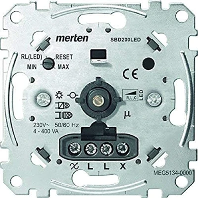 Afbeelding van Schneider Electric Merten MEG5134 0000 Universele dimmer voor dimbare LED lampen, gloeilampen, halogeenlampen, 4 400 W, fasedoorsnede aluminium