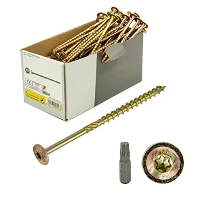 Afbeelding van 50 stuks torx schroeven met bit 8 x 200 voor houtconstructies in alle maten