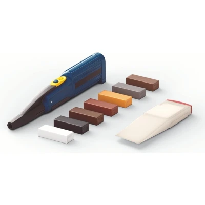 Afbeelding van Quick Step Reparatieset Laminaat 7 mengkleuren Schuurblok Smeltmes