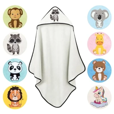 Afbeelding van LAYNENBURG Premium babybadhanddoek met capuchon badhanddoek 100% katoen Oeko TEX handdoek voor pasgeborenen en kinderen meisjes jongens (wasbeer 80 x cm)