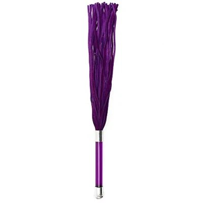 Afbeelding van Rimba Bondage Play Suede flogger met glazen handvat en kristal paars