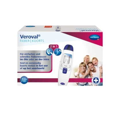 Afbeelding van Veroval 2 in 1 infraroodthermometer, snelle temperatuurmeting het oor en voorhoofd, ideaal voor hele gezin, inclusief 10 beschermkappen