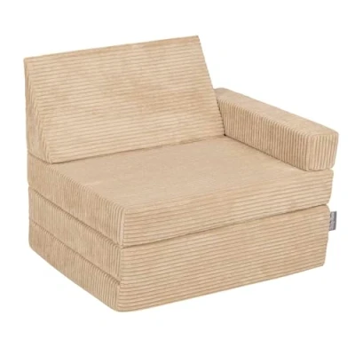 Afbeelding van KiddyMoon Vouwstoel van schuimrubber voor kinderkamer, kinderstoel, vouwmatras, relaxstoel, knuffelstoel, beige