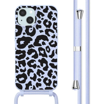Afbeelding van imoshion hoesje Geschikt voor iPhone 15 met koord Siliconen design Meerkleurig / Animal Lila