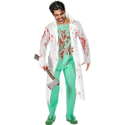 Afbeelding van Widmann Chirurgisch zombiekostuum, laboratoriumjas, overhemd, broek en handschoenen, horror, Halloween, carnaval, themafeest