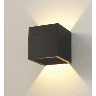 Afbeelding van Wandlamp LED Cube Zwart IP54 Dim To Warm