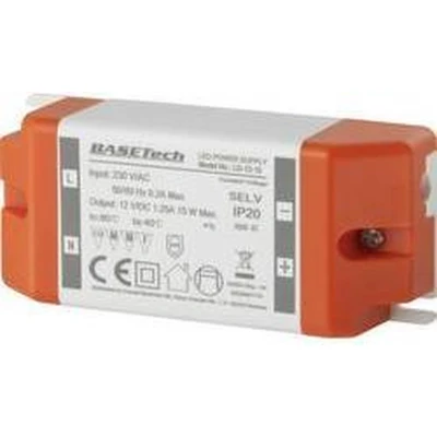 Afbeelding van Basetech LD 12 15 LED transformator Constante spanning W 1.25 A Geschikt voor meubels, Overspanning, Montage op ontv