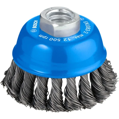Image de BOSCH 1608622029 brosse en acier à godets avec fil torsadé 75 x 0.5 mm, M14