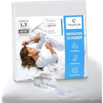 Afbeelding van matrasbeschermer, 200 x 220 cm, waterdicht, ademend hoeslaken, anti mijt matrashoes, waterdichte topper hygiënische matrasbeschermer