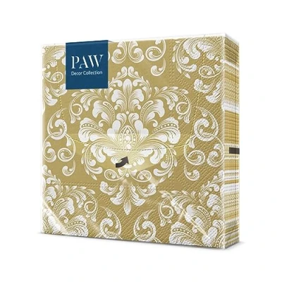 Image de PAW Decor Collection Serviette Papier 3 Plis 33 x cm 20 pièces de Table Idéal pour Anniversaires, Fêtes Patronales, Garden Parties, Événements Familiaux Beautiful Moments gold