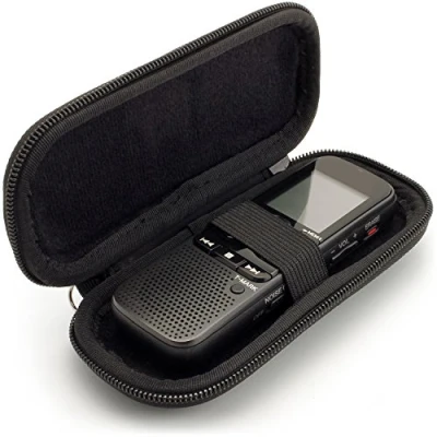 Afbeelding van iGadgitz U6584 zwarte EVA harde hoes met ritssluiting voor digitale dictafoon spraakrecorder (binnenafmetingen: 125 x 50 22 mm)
