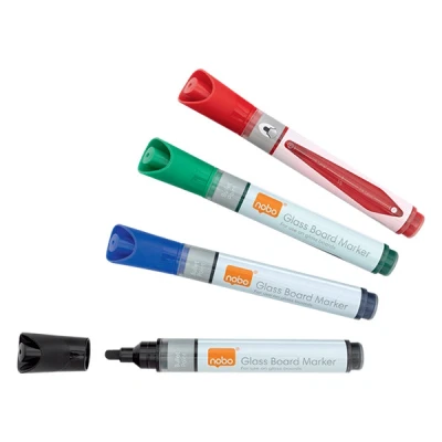 Image de Marqueur effaçable Premium pour tableaux en verre Lot de 4 Assortis Nobo
