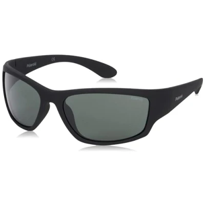 Afbeelding van Polaroid Wrap Mens Rubber Black Gris Polarise Lunettes de soleil