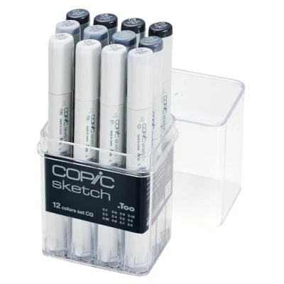 Afbeelding van Copic Sketch Marker Cool Grey Set 12 Markers Stiften Professionele Alcoholbasis Twinmarkers Voor Tekenen En Ontwerpen