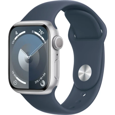 Image de Apple Watch Series 9 41mm Argent (Bracelet Silicone Bleu S/M)