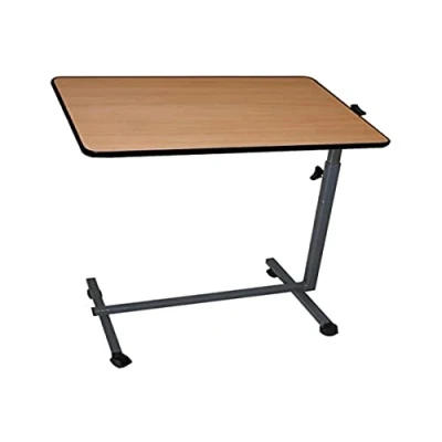 Afbeelding van Queraltó Bijzettafel met wieltjes, voor bed en bank, in hoogte verstelbaar, kantelbaar tafelblad, kleur hout bruin Mesa Easy 40 x 60 70/105 cm