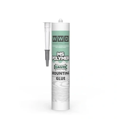 Afbeelding van Professionele lijm voor houten panelen Wooden Wall Design MS elastisch polymeer snelle montagelijm en zeer sterke uitlaathechting 1 cartridge 290 ml