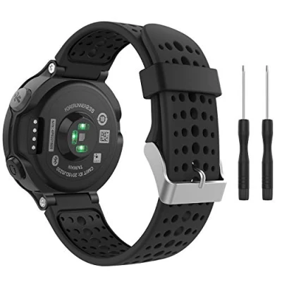 Afbeelding van MoKo Bandje compatibel met Forerunner 235, zachte siliconen vervangende horlogeband fit 235/235 Lite/220/230/620/630/735XT Smartwatch, zwart &amp;