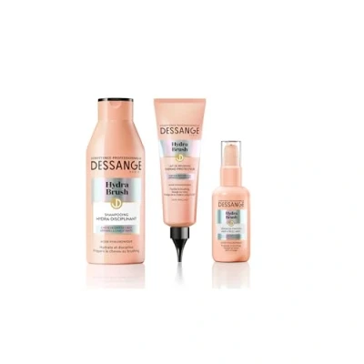 Afbeelding van Dessange Hydra disciplinerende haarset shampoo + warmtebeschermende borstelmelk anti kroes afwerkingsserum Brush 3 producten voor normaal haar