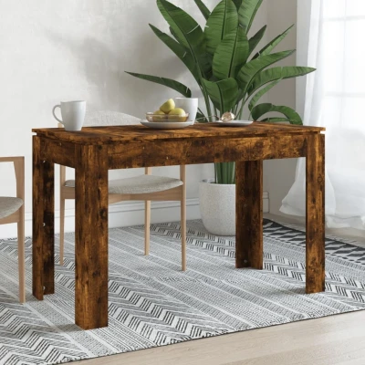 Afbeelding van Eettafel 120x60x76 cm bewerkt hout gerookt eikenkleurig