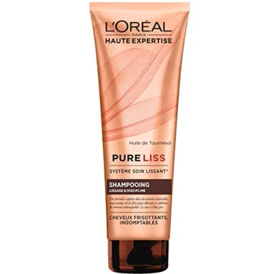 Afbeelding van L&#039;Oréal Paris Pure Liss Sulfaatvrije shampoo met zonnebloemolie gladmaken en discipline krullend ontembaar haar 250 ml