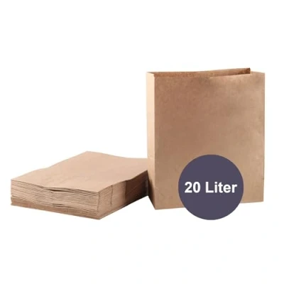 Afbeelding van ZURAS® 50 papieren vuilniszakken 20 liter biologische afvalzakken voor de prullenbak van vocht en scheurbestendig papier, zakken