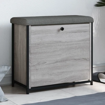 Afbeelding van Schoenenbankje met klaplade 62x32x56 cm grijs sonoma eikenkleur