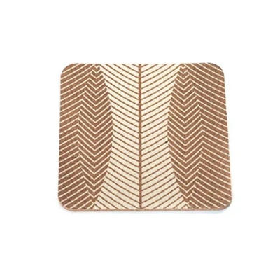 Afbeelding van Amorim Cork Korko Home Summer Leaves Onderzetter Kurk 9,5 x cm Set van 4 stuks Bruin