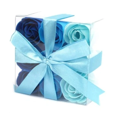 Afbeelding van Zeep Bloemen Blauwe Rozen 9 Stuks Cadeauverpakking