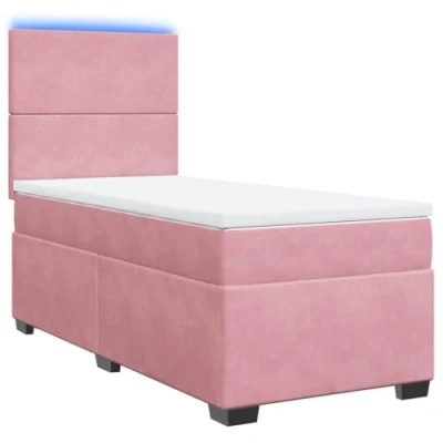 Afbeelding van vidaXL Boxspring met matras fluweel roze 100x200 cm