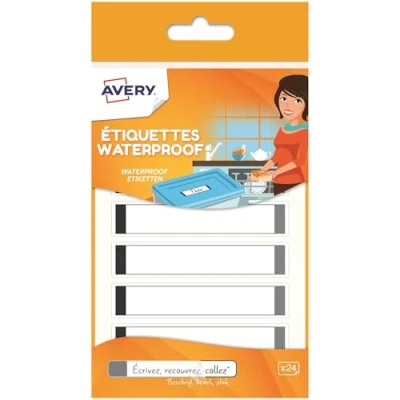 Afbeelding van Avery Decoratieve knoppen van 24 etiketten insteekkaarten 86x17 mm Blanc met bordures grises