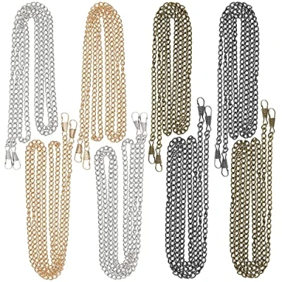 Afbeelding van 8 stuks handtasketting, metalen ketting, 120 cm, vervangende ketting voor tas, blad, knutselen, handtas, schoudertas (4 kleuren)