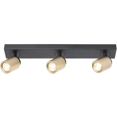 Afbeelding van Freelight Spot Razza 3 lichts L 54 cm GU10 zwart goud