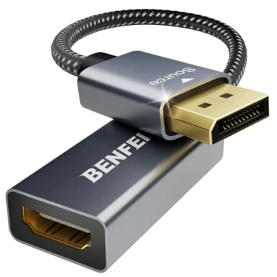 Afbeelding van Benfei DisplayPort naar HDMI adapter verguld compatibel met Lenovo Dell HP en andere merken aluminium behuizing